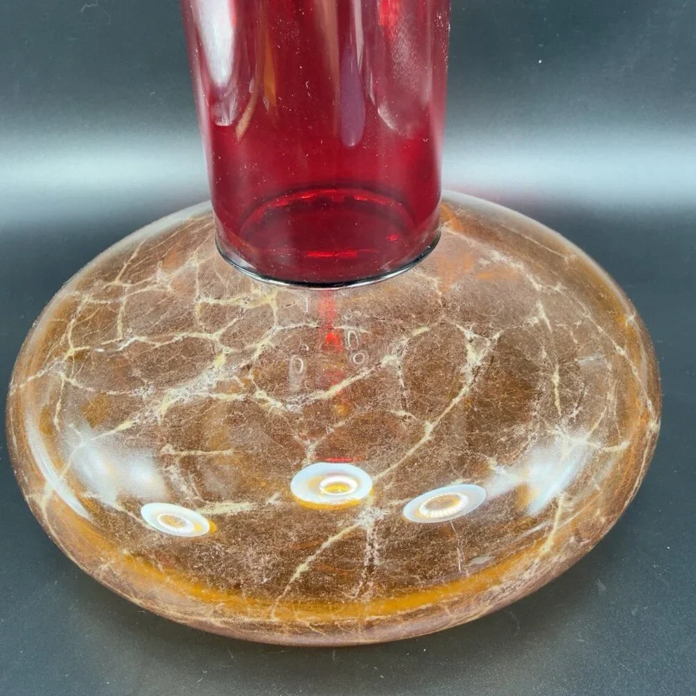 2003 K Piper Hand Blown Studio Art Glass‎ Vase Vessel Marbling Pattern Hand Made